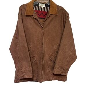 BRANDON THOMAS Mens Canvas Barn Jacket Southwestern Print Fleece Lined Chore